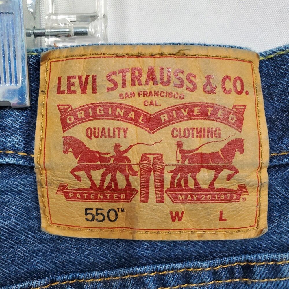Levi's Strauss Men's 550 Blue Jeans 44x30 Relaxed Fit Dark Stonewashed